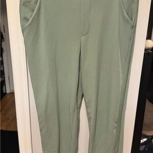 Fashion Nova Mint Green Trousers with Leather Side-Lining